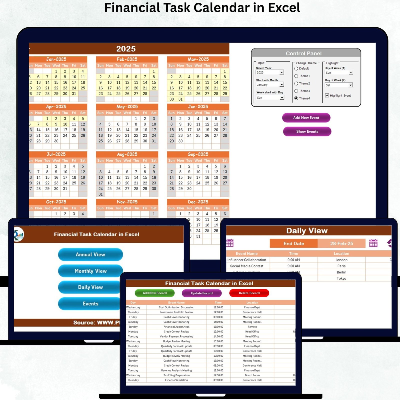 Financial Task Calendar in Excel