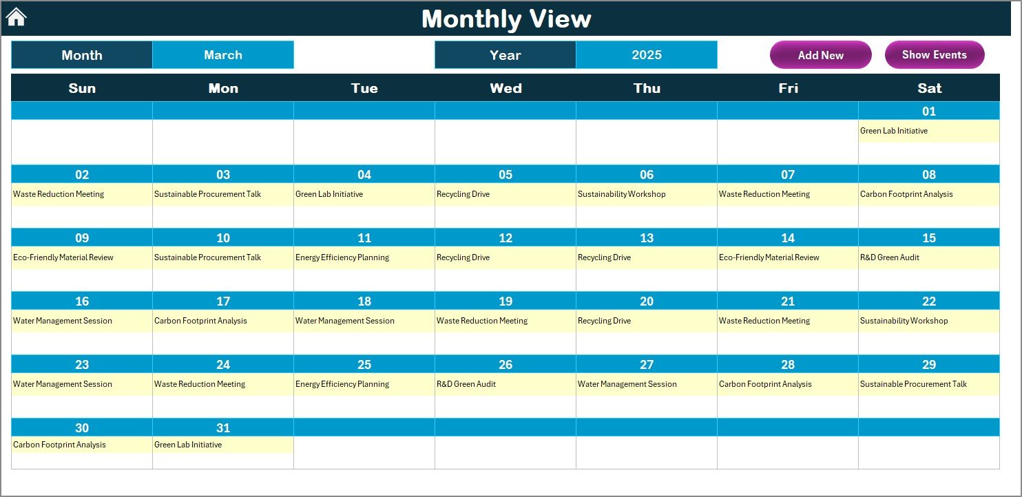 Healthcare R&D Sustainability Calendar in Excel - Image 4