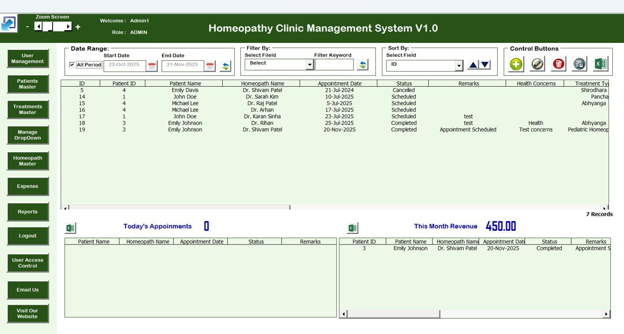 Homeopathy Clinic Management System V1.0 in Excel VBA - Image 3