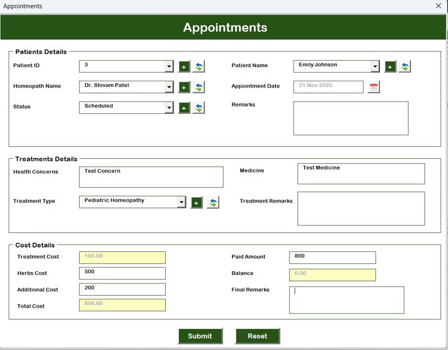 Homeopathy Clinic Management System V1.0 in Excel VBA - Image 4