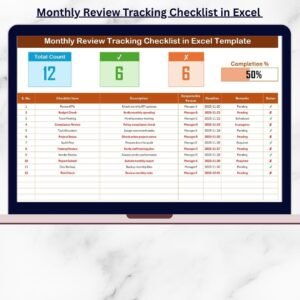 Monthly Review Tracking Checklist in Excel