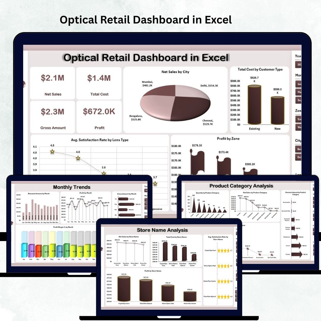 Optical Retail Dashboard in Excel