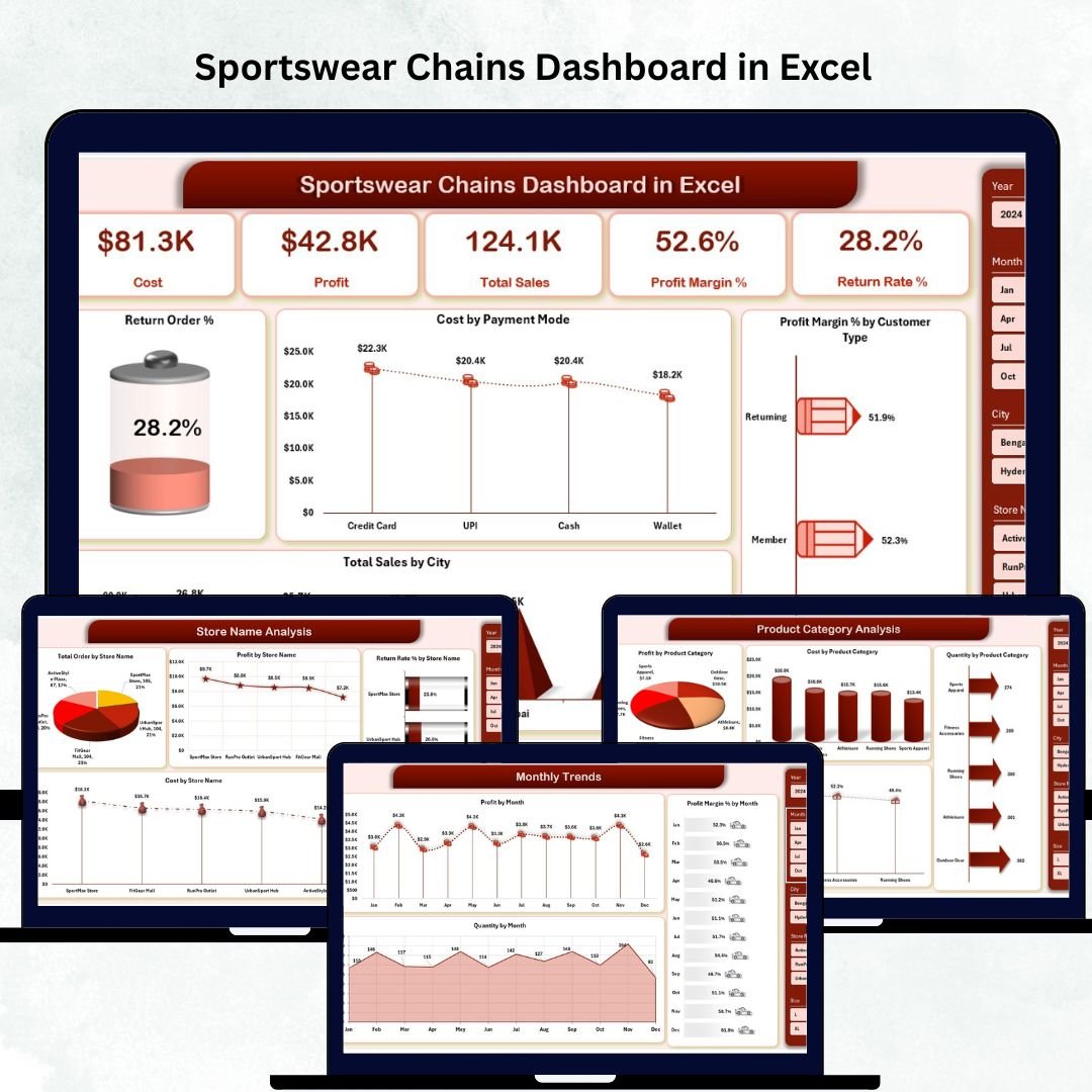 Sportswear Chains Dashboard in Excel
