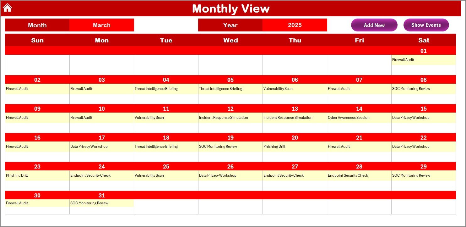 Technology Marketing Cybersecurity Calendar in Excel - Image 4