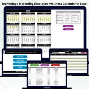 Technology Marketing Employee Wellness Calendar in Excel
