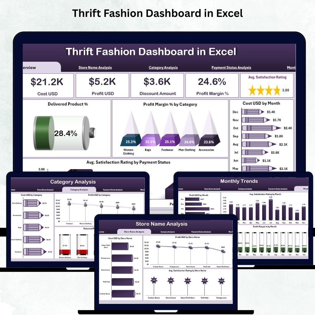 Thrift Fashion Dashboard in Excel