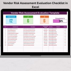 Vendor Risk Assessment Evaluation Checklist in Excel