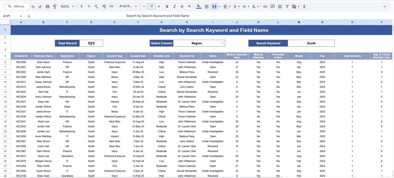 Workplace Safety & Incident Management Dashboard in Google Sheets - Image 3