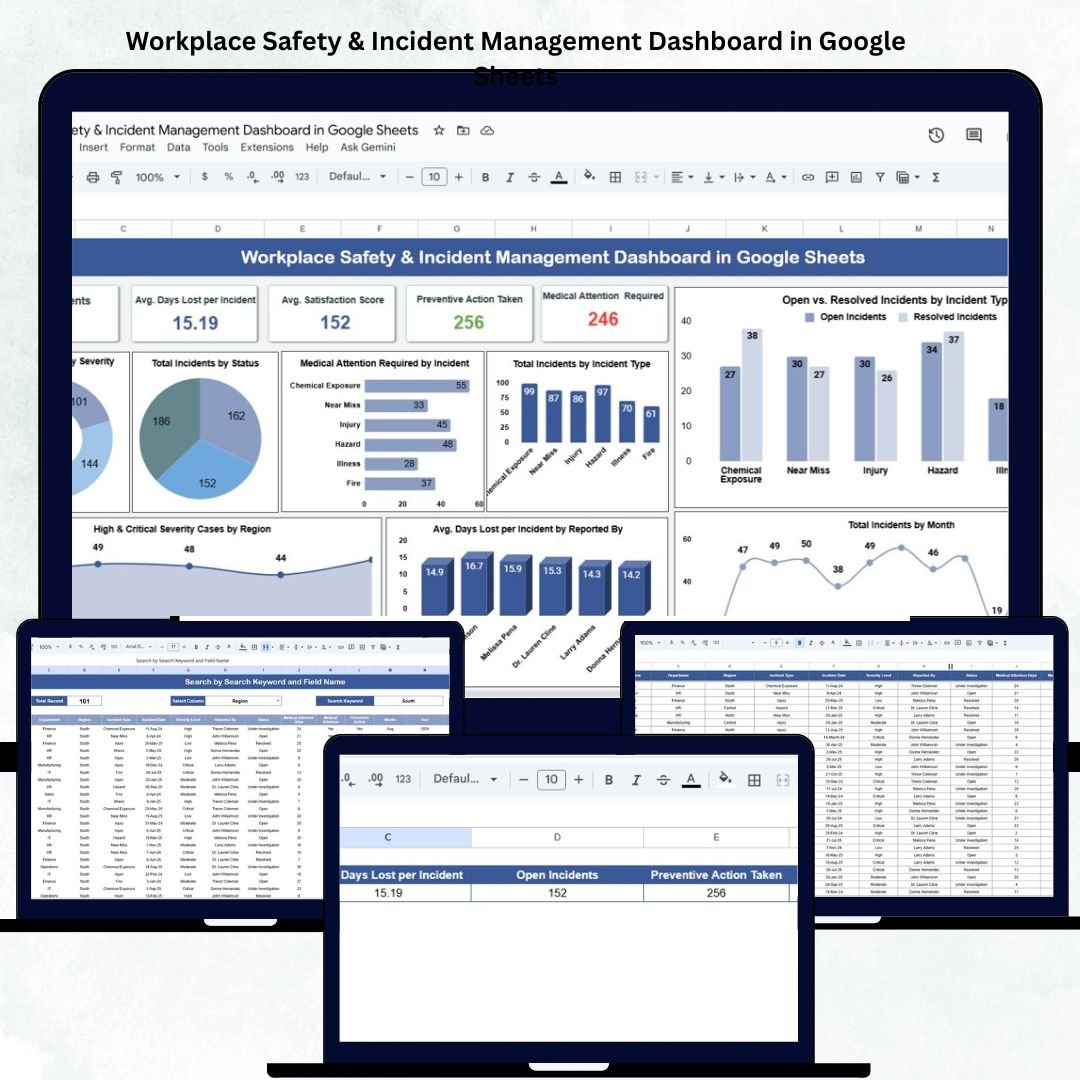 Workplace Safety & Incident Management Dashboard in Google Sheets