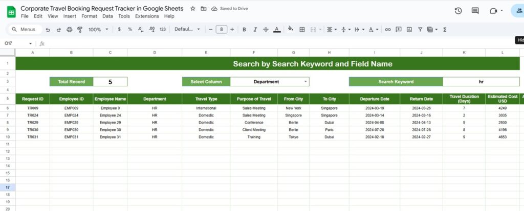 Corporate Travel Booking Request Tracker in Google Sheets - Next Gen ...