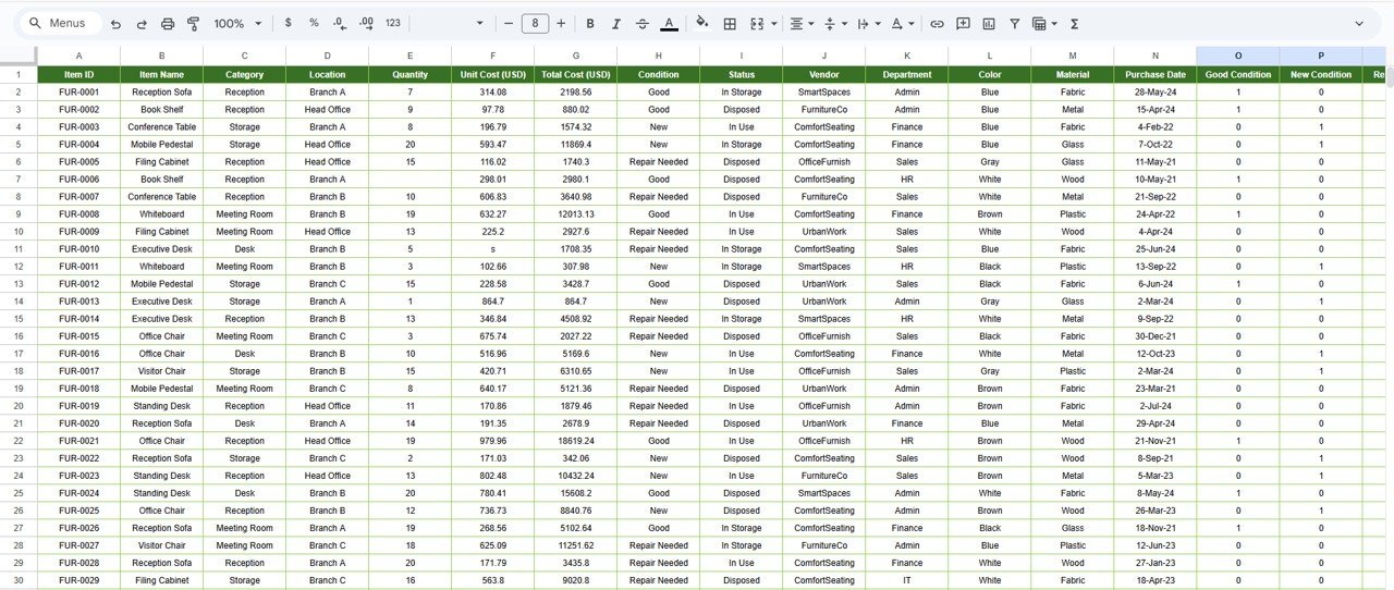 Office Furniture Inventory Dashboard in Google Sheets - Image 8