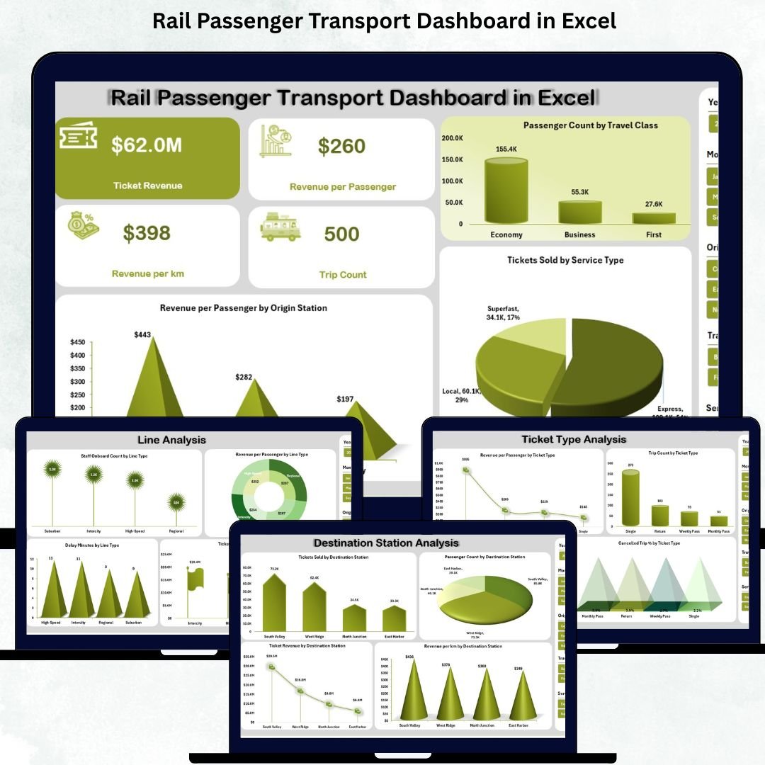 Rail Passenger Transport Dashboard in Excel