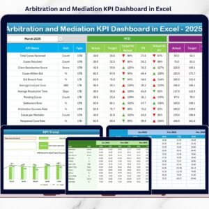 Arbitration and Mediation KPI Dashboard in Excel
