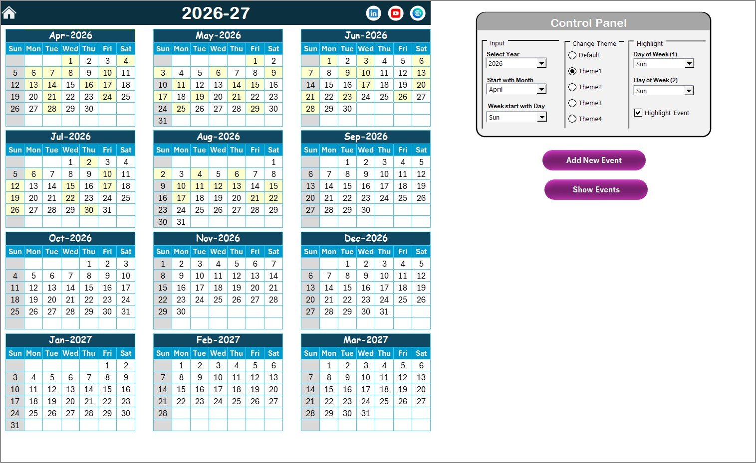 Customer Service Compliance Calendar in Excel