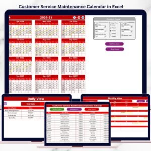 Customer Service Maintenance Calendar in Excel