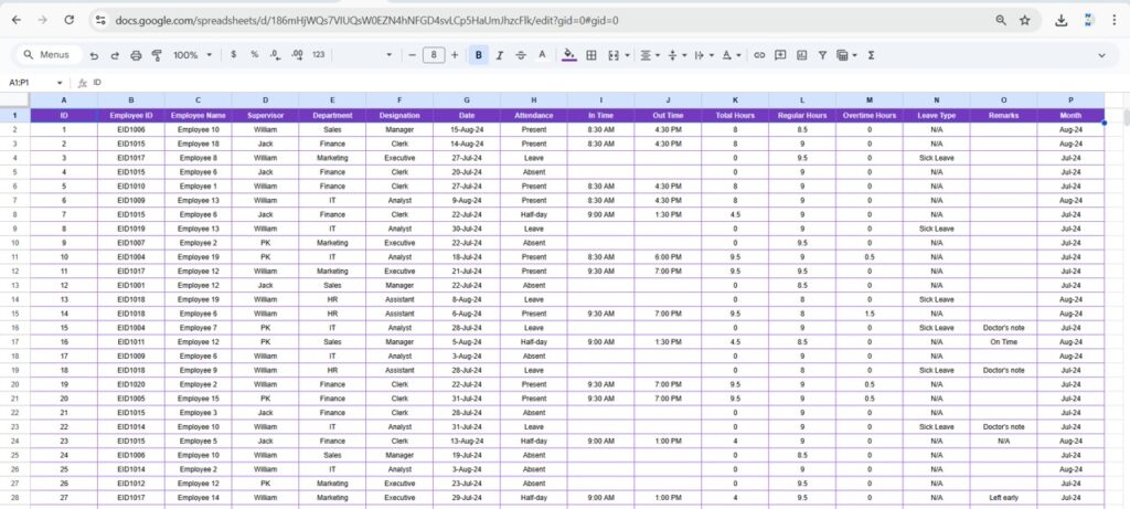 Employee Attendance Dashboard in Google Sheets - Next Gen Templates