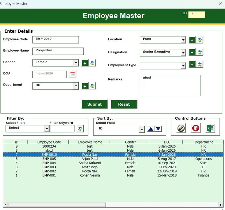Employee Transfer and Movement Management System V1.0 in Excel VBA - Image 6