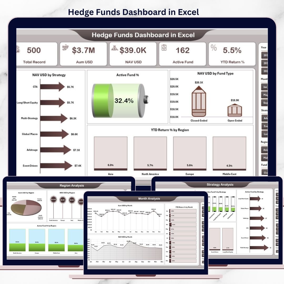 Hedge Funds Dashboard in Excel
