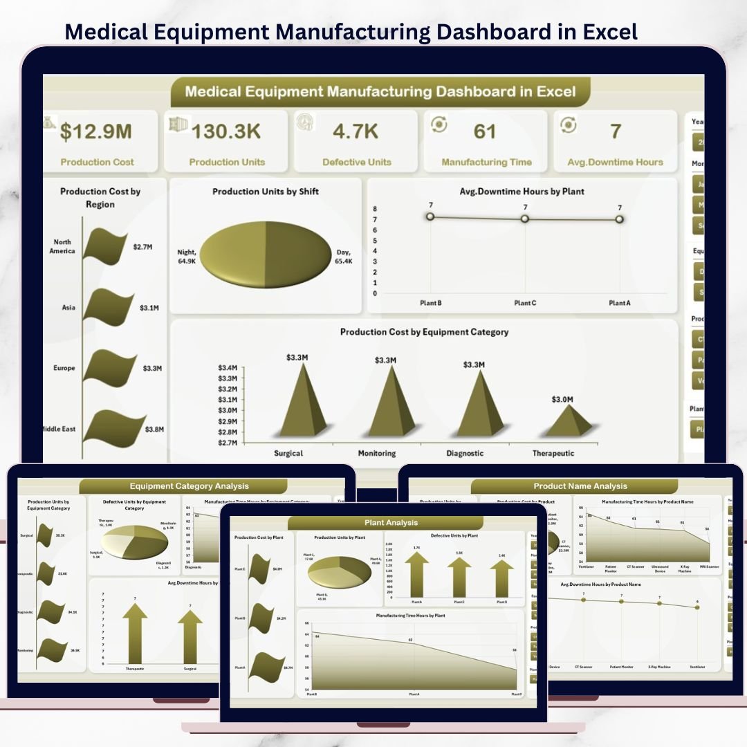 Medical Equipment Manufacturing Dashboard in Excel