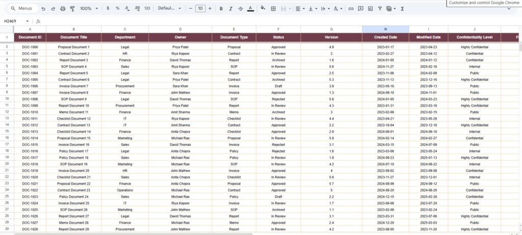 Office Document Management Dashboard in Google Sheets - Next Gen Templates