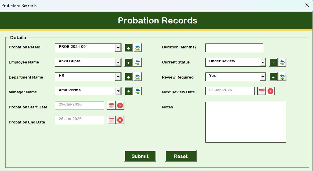 Probation and Confirmation Management System V1.0 in Excel VBA - Image 2
