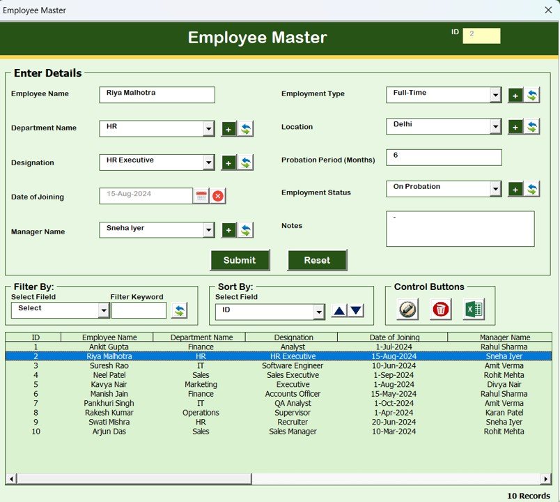 Probation and Confirmation Management System V1.0 in Excel VBA - Image 6