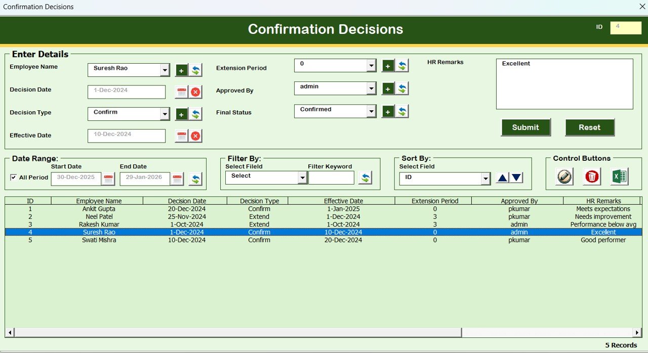 Probation and Confirmation Management System V1.0 in Excel VBA - Image 8