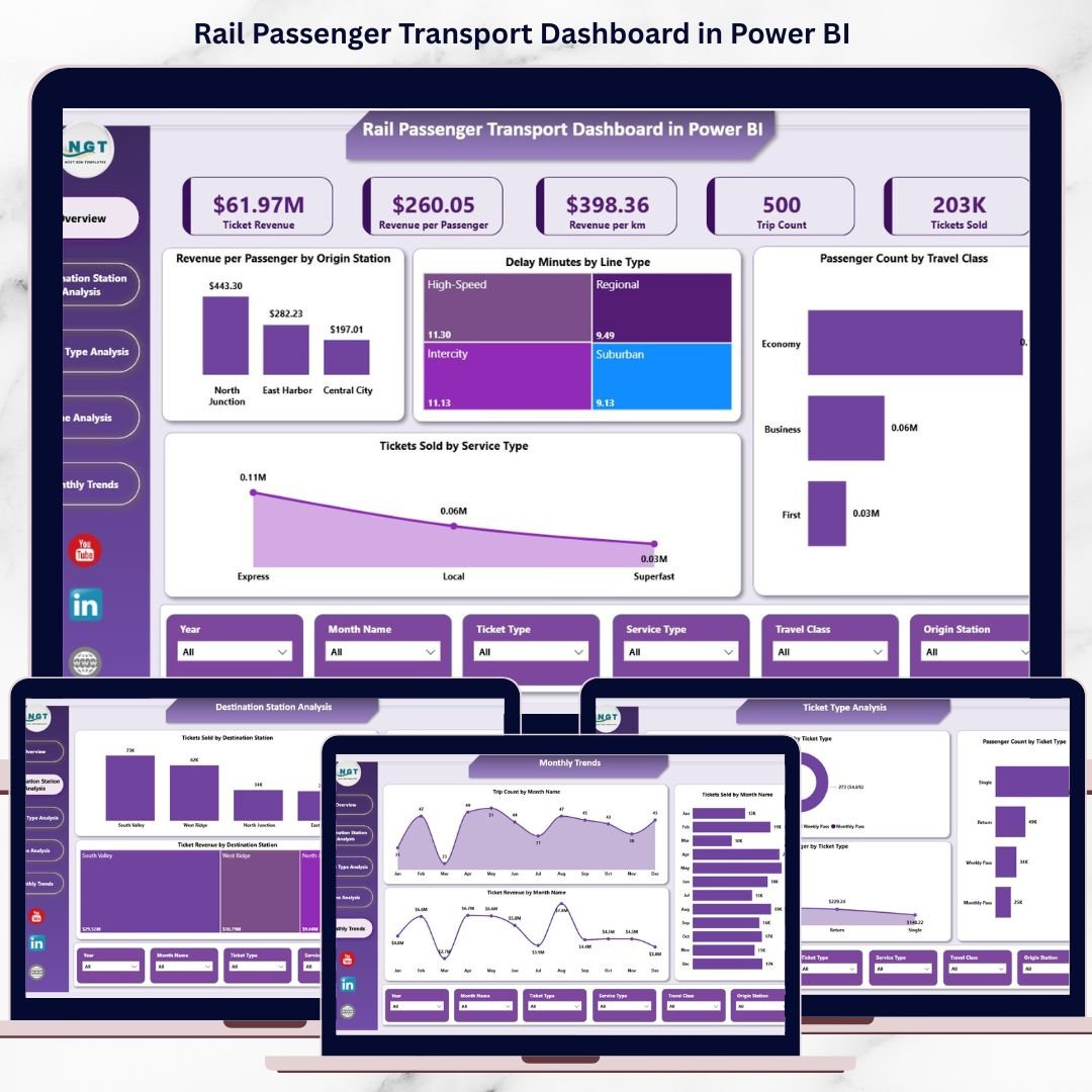 Rail Passenger Transport Dashboard in Power BI
