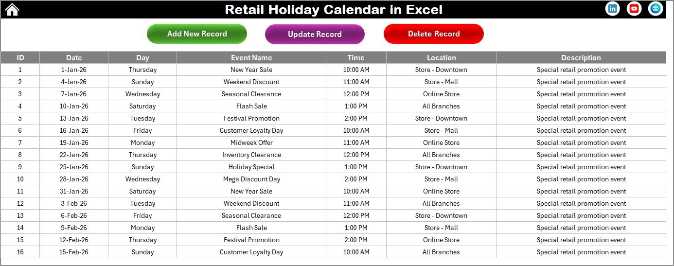 Retail Holiday Calendar in Excel - Image 6