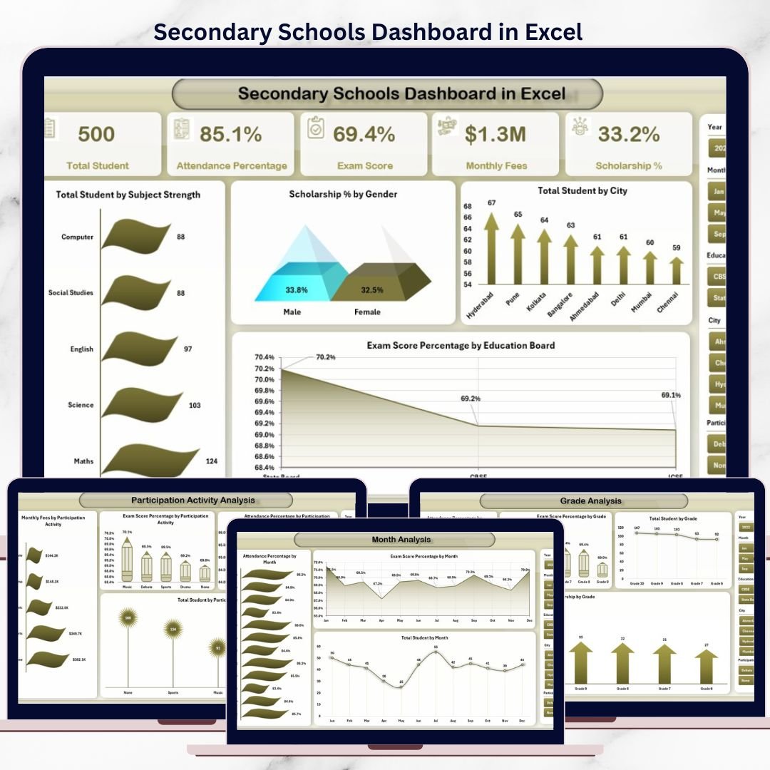 Secondary Schools Dashboard in Excel