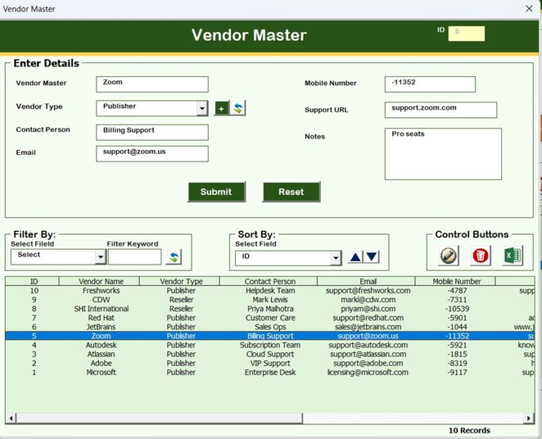 Software License Management System V1.0 - Next Gen Templates