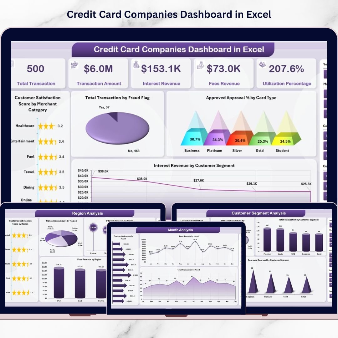Credit Card Companies Dashboard in Excel