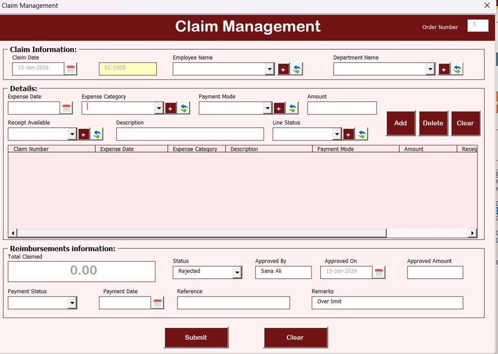 Expense Reimbursement Management System V1.0 in Excel VBA