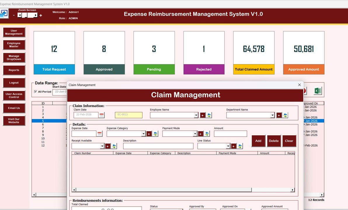 Expense Reimbursement Management System V1.0 in Excel VBA - Image 5
