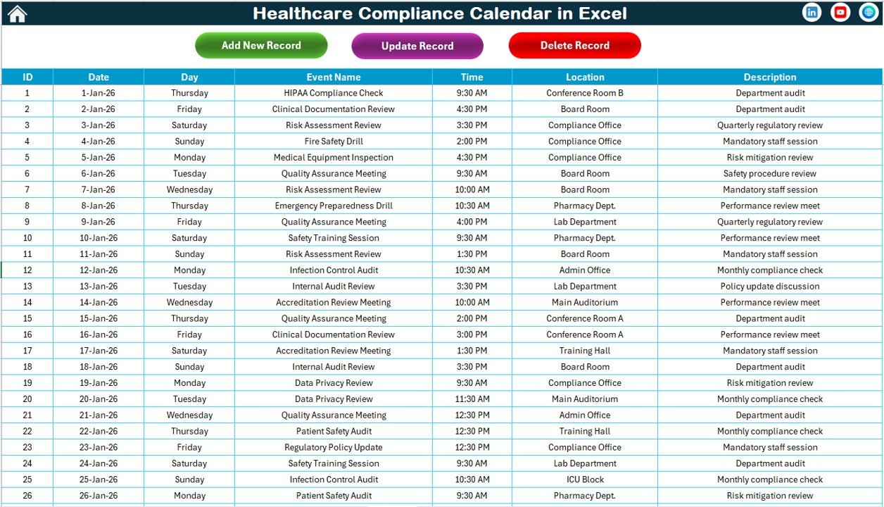 Healthcare Compliance Calendar in Excel - Image 6