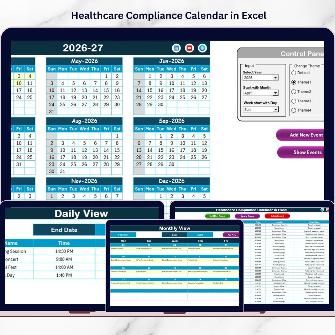 Healthcare Compliance Calendar in Excel