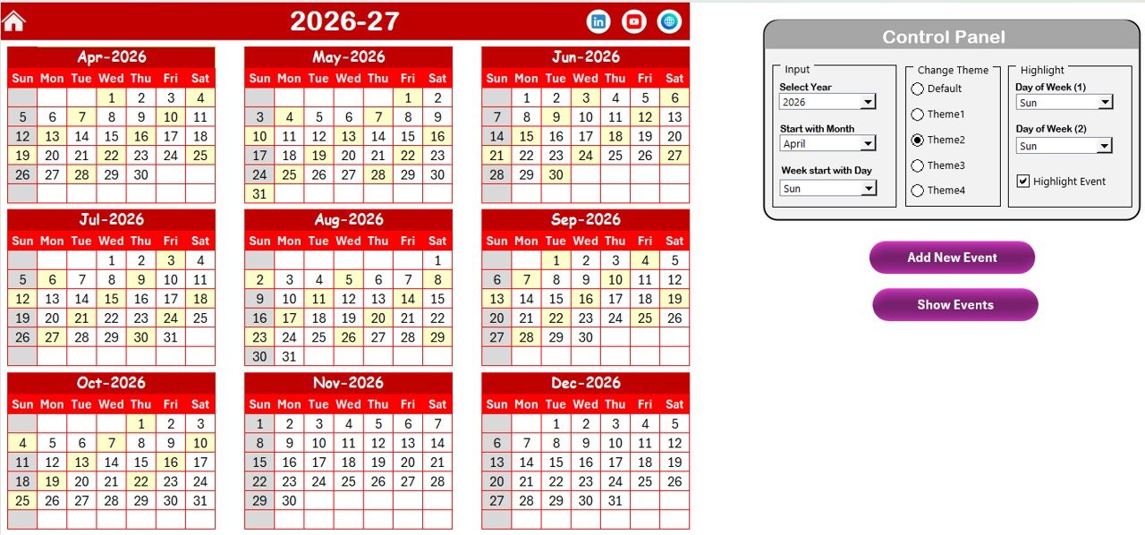 Healthcare Event Calendar in Excel