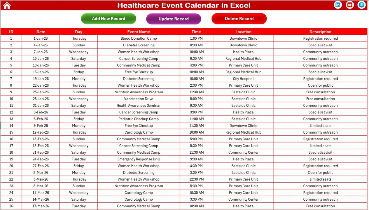 Healthcare Event Calendar in Excel - Image 6