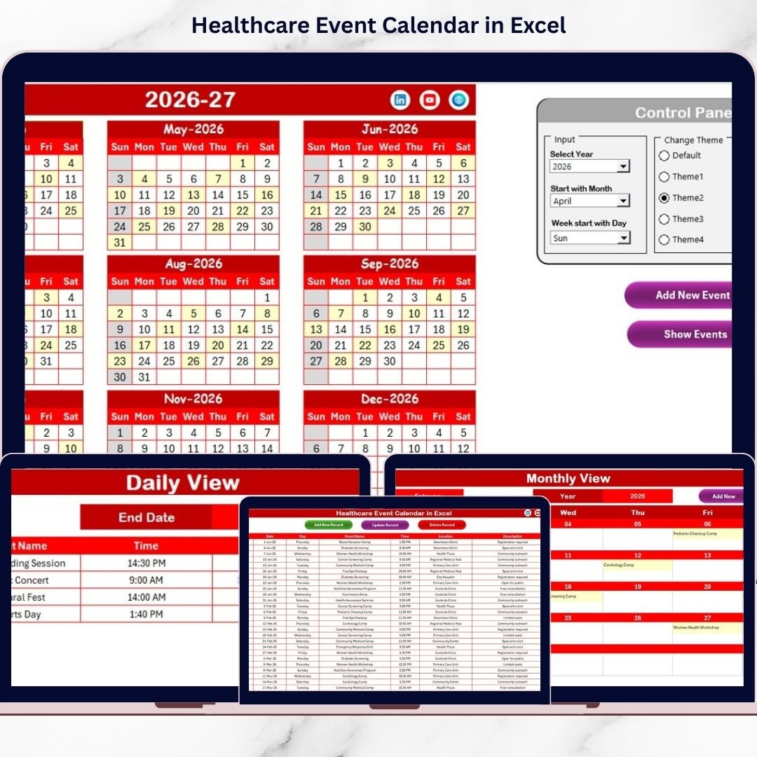 Healthcare Event Calendar in Excel