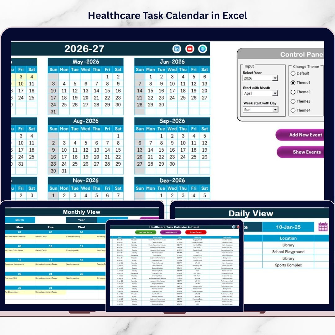 Healthcare Task Calendar in Excel