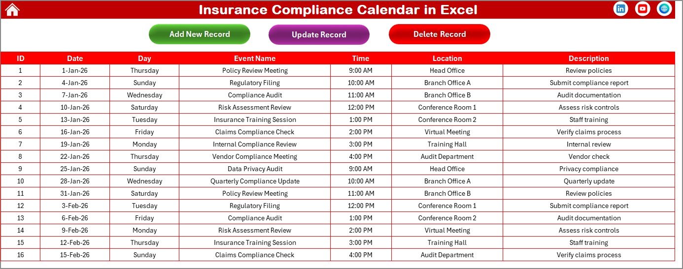 Insurance Compliance Calendar in Excel - Image 6