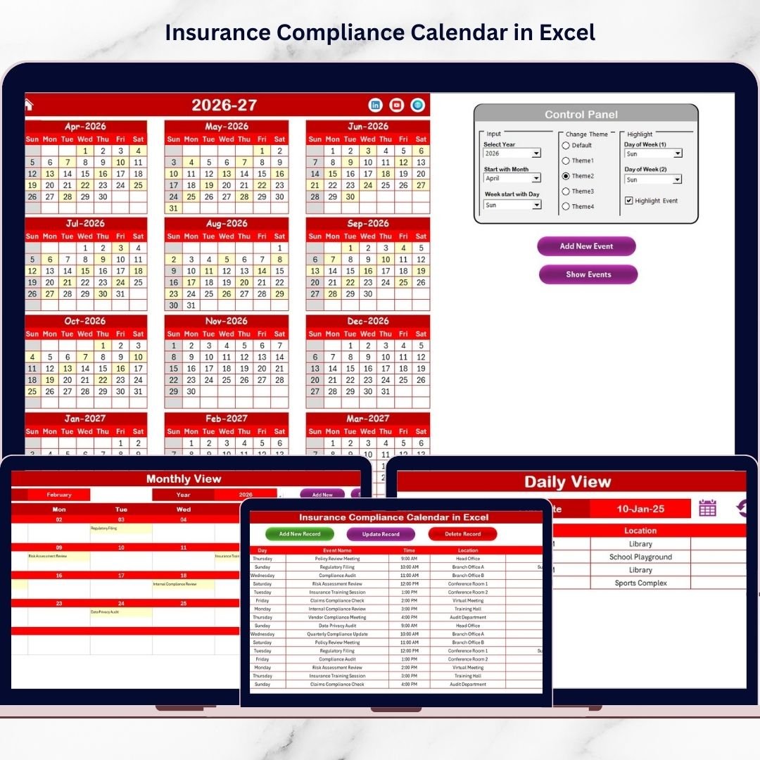 Insurance Compliance Calendar in Excel