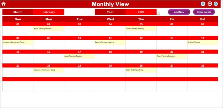 Insurance Holiday Calendar in Excel - Next Gen Templates