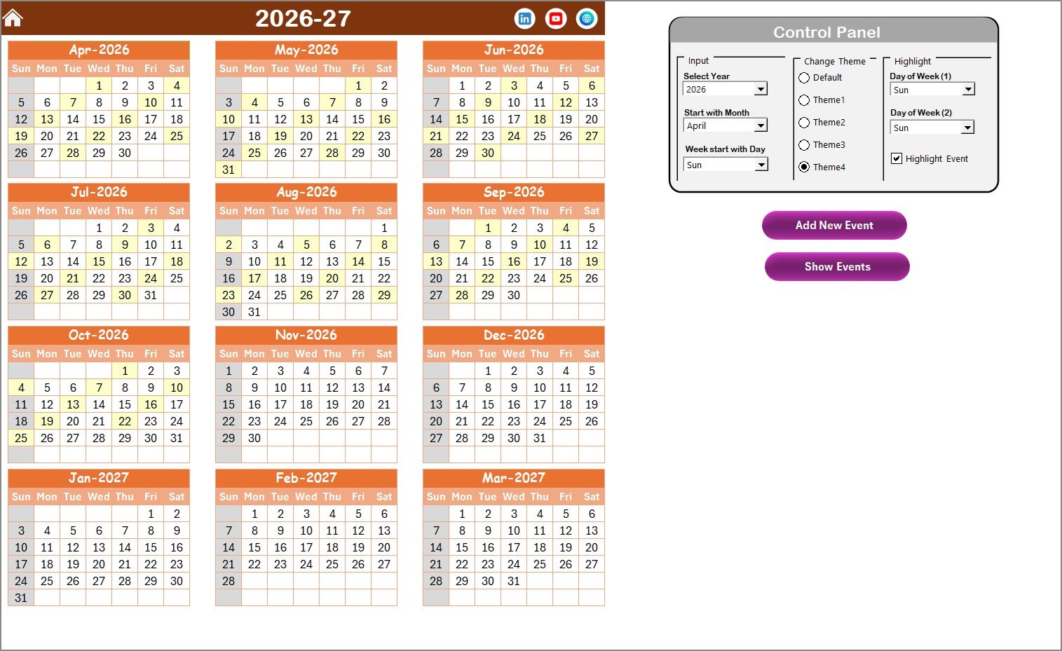 Insurance Maintenance Calendar in Excel