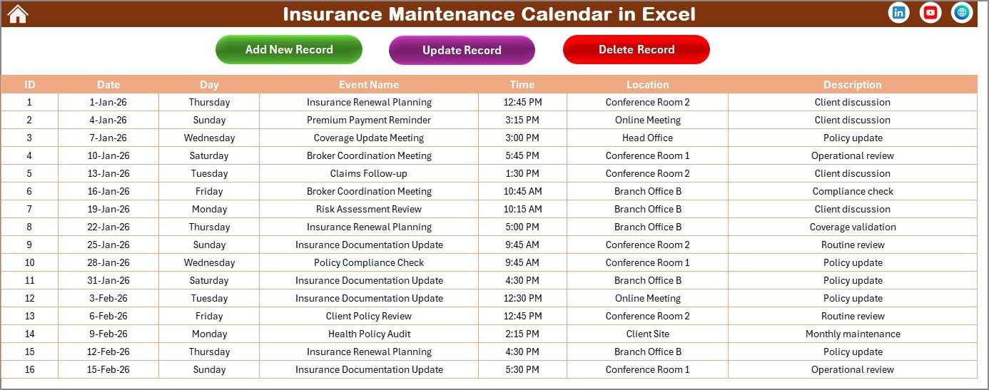 Insurance Maintenance Calendar in Excel - Image 6