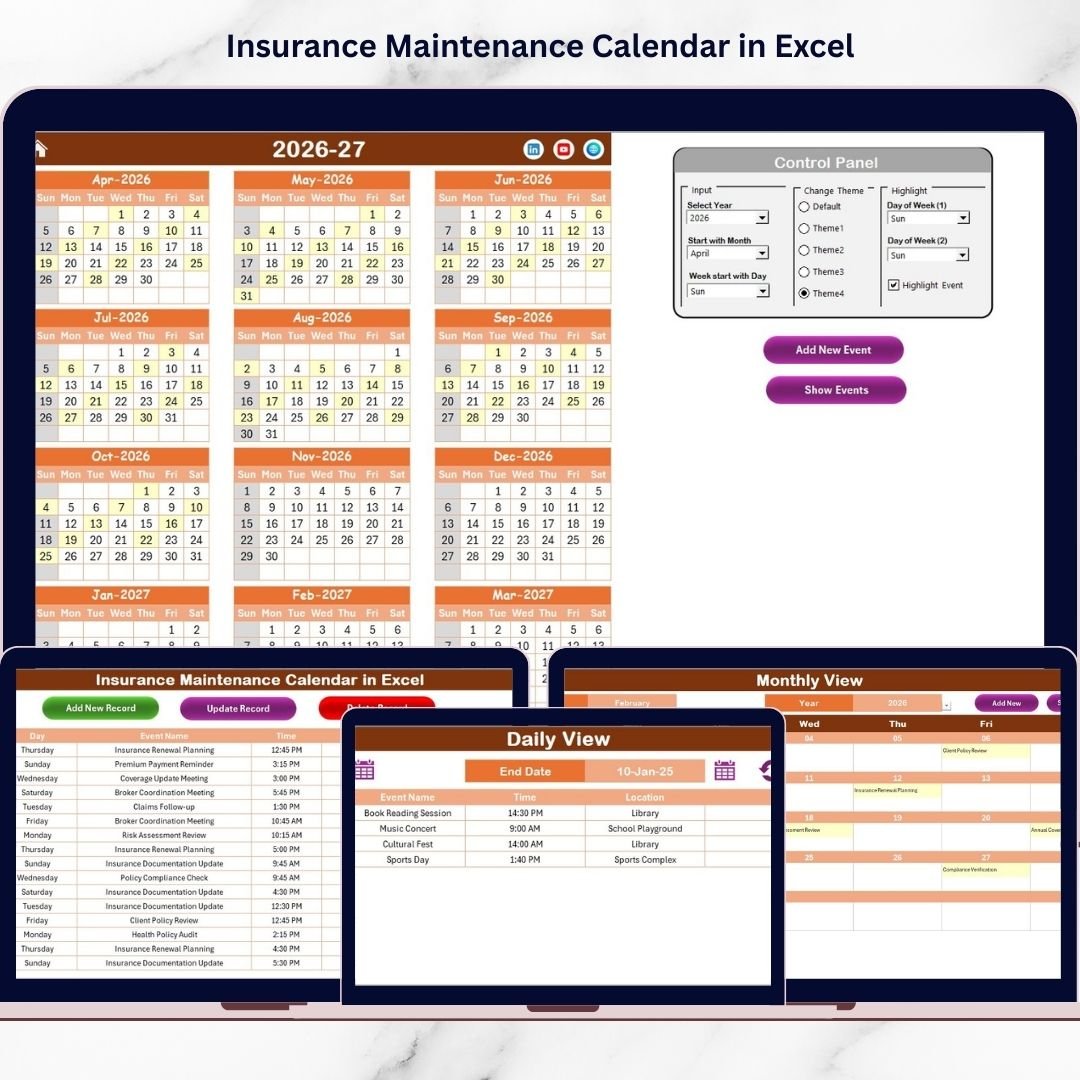 Insurance Maintenance Calendar in Excel