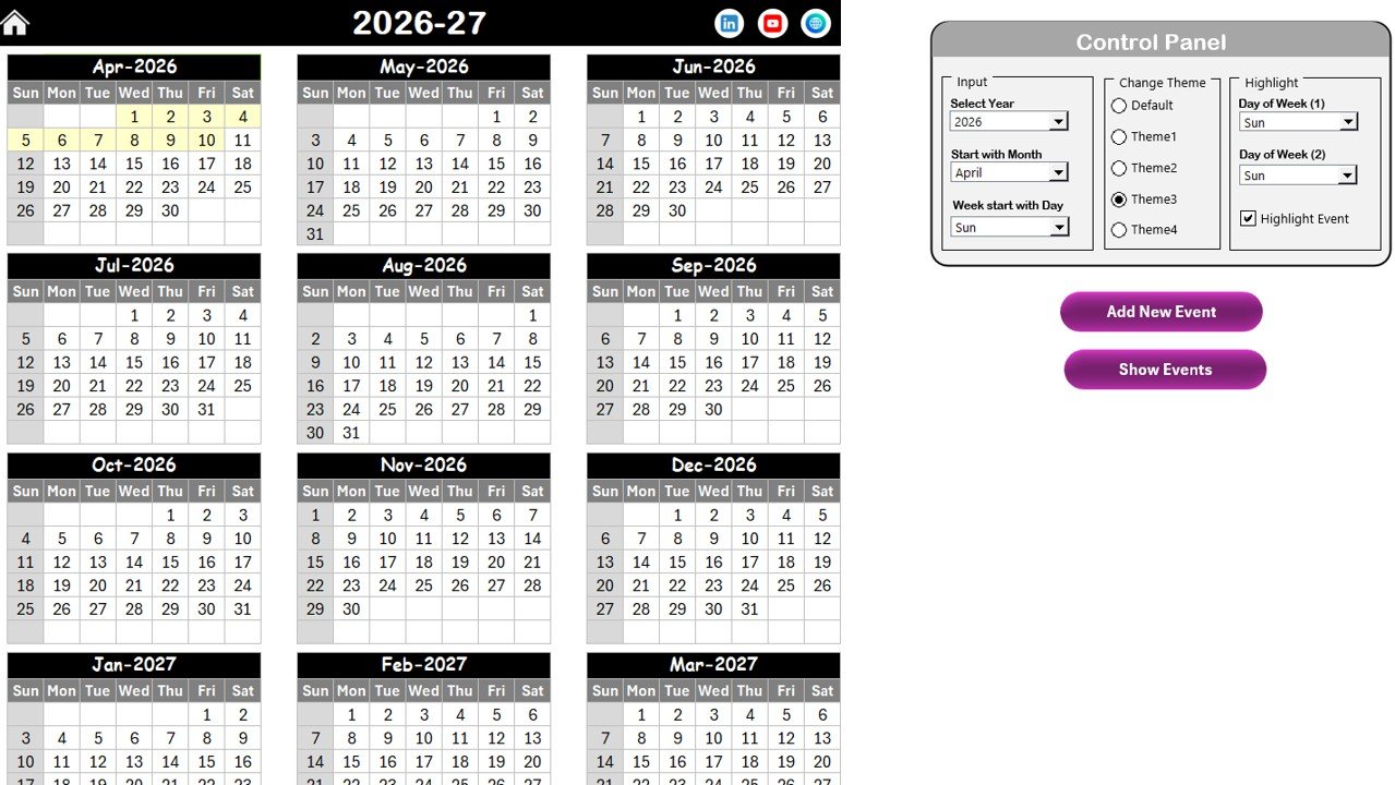 Insurance Planning Calendar in Excel