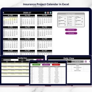 Insurance Project Calendar in Excel