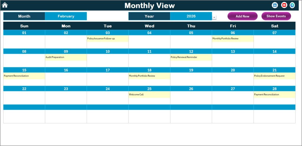 Insurance Scheduling Calendar in Excel - Next Gen Templates