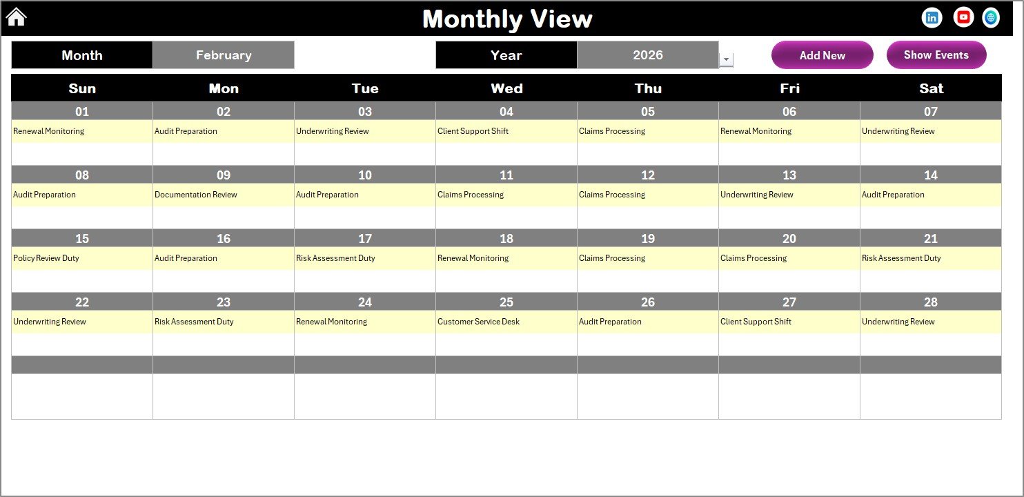 Insurance Staff Duty Calendar in Excel - Image 4